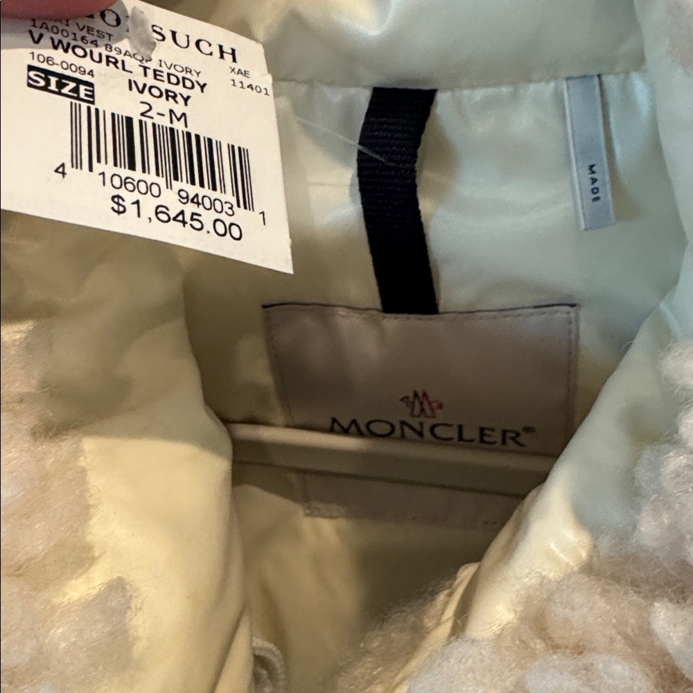 NWT Moncler V Wourl Teddy Women’s Vest Size 2-M - Picture 9 of 11